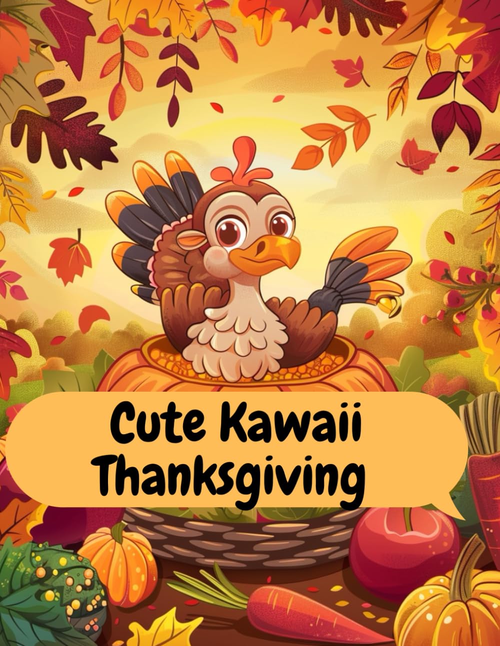 Cute Kawaii Thanksgiving: Coloring book for kids 279 pages