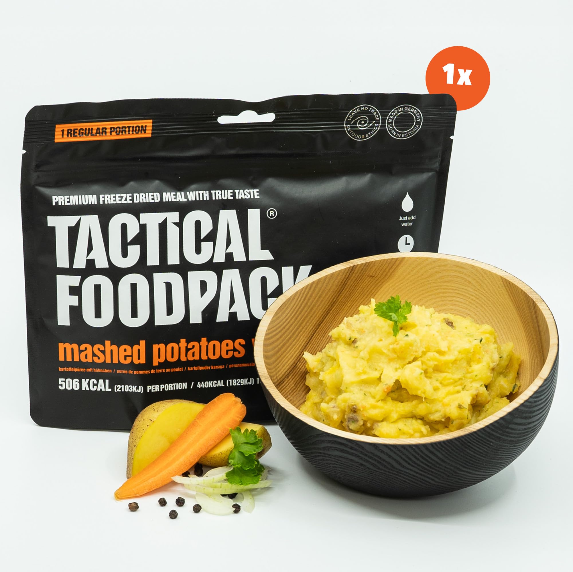 Tactical Foodpack 3er Set - 3 Gefriergetrocknete Mahlzeit (mit Fleisch) für Camping, Survival Outdoor Nahrung. Tracking oder Notfallrucksack – Fertiggerichte wie hausgemacht zum Verzehr bereit