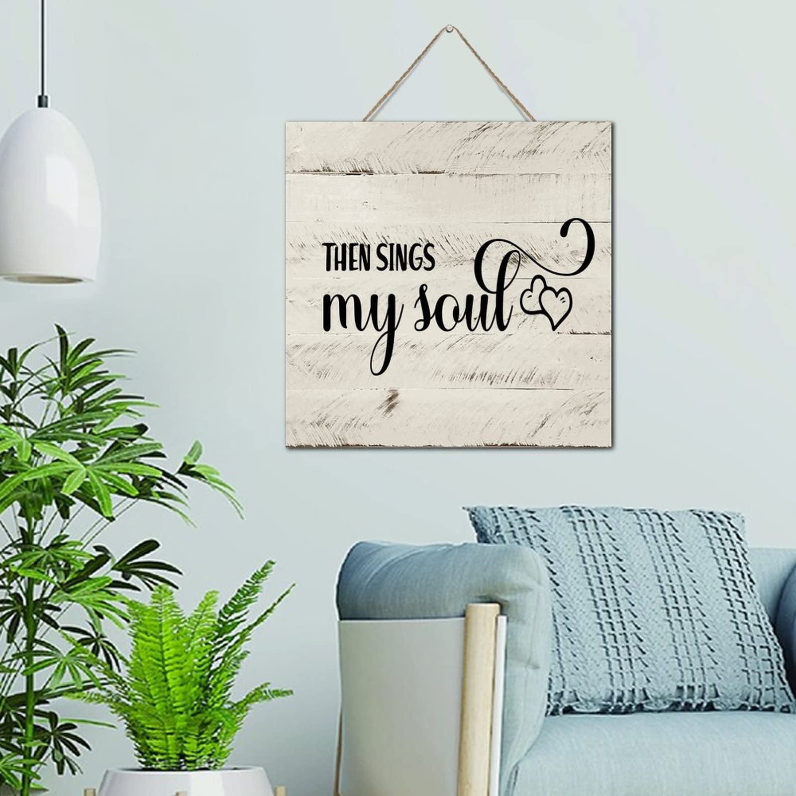 Letrero de madera Then Sings My Soul decorativo de 12x12 pulgadas
