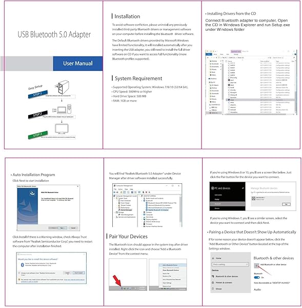MARTINUS YANG Adattatore Bluetooth USB 5 0 Chiavetta Bluetooth per PC Desktop Laptop Notebook Mouse Cuffie Tastiera Altoparlanti Stampante Trasmettitore e Ricevitore in 20M Compatibile con Windows 10
