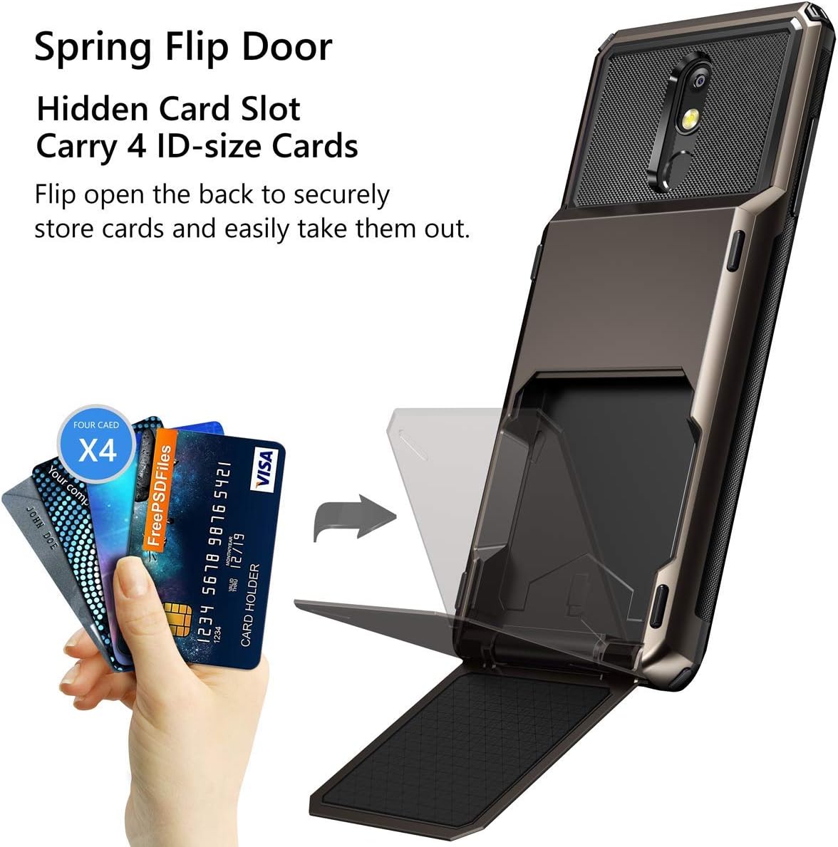 Vofolen Case for LG Stylo 5 Case Wallet [4-Card Pocket] Credit Card Holder ID Slot Anti-scratch Dual Layer Protective Bumper Rubber Armor Non-slip Hard Shell Cover Case for LG Stylo 5 5+ 5V -Gun Metal