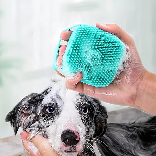 Miniatura 2 de Cepillo de baño para perros, cepillo de silicona suave, cepillo de aseo para mascotas, champú de baño, dispensador de masaje, cepillo de ducha para