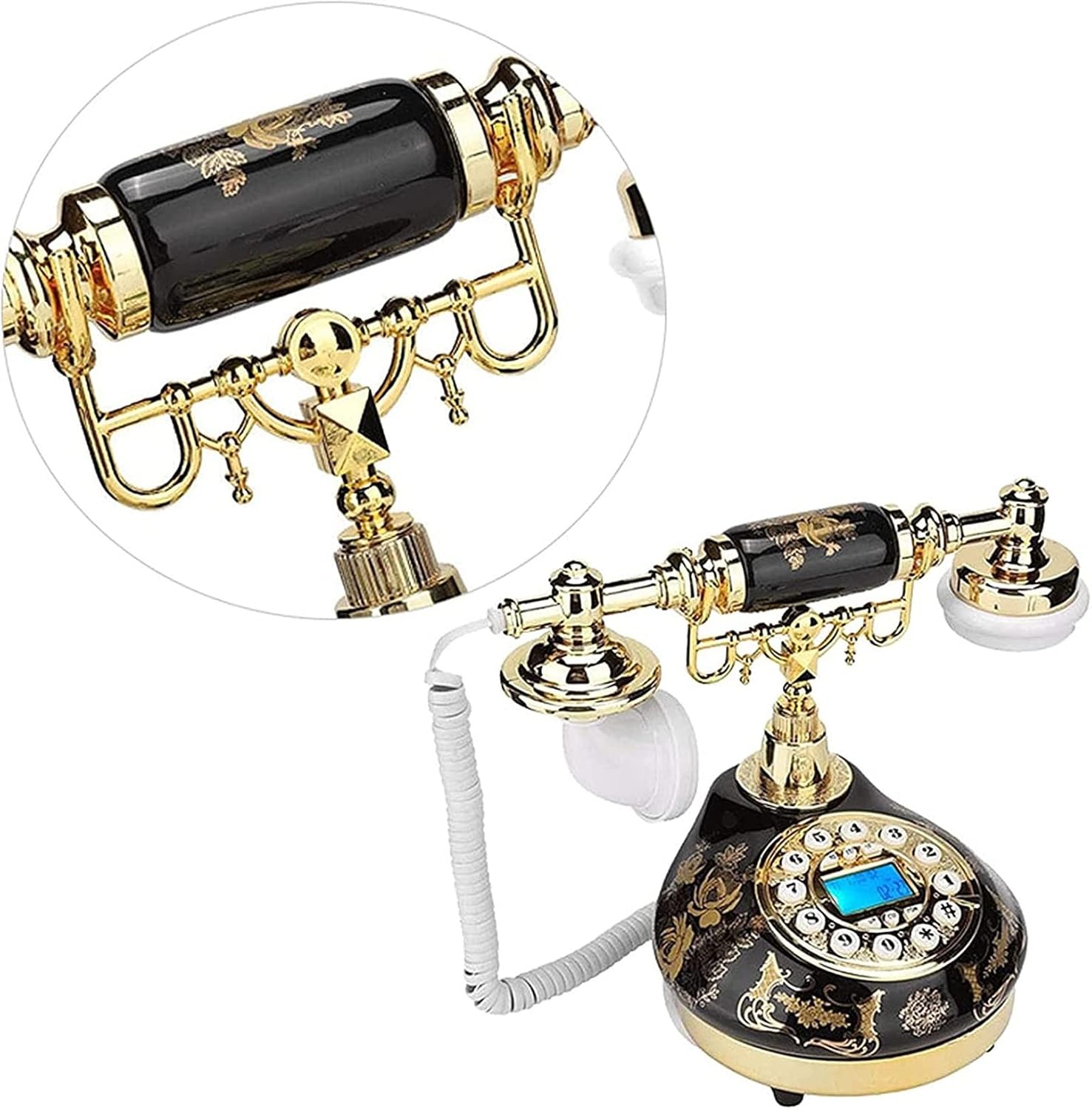 Phone Decor Pastoral Style Telephone Retro Ceramics Phones Decorative Desktop Landline Telephones for Home Office Hotel Decor - Black