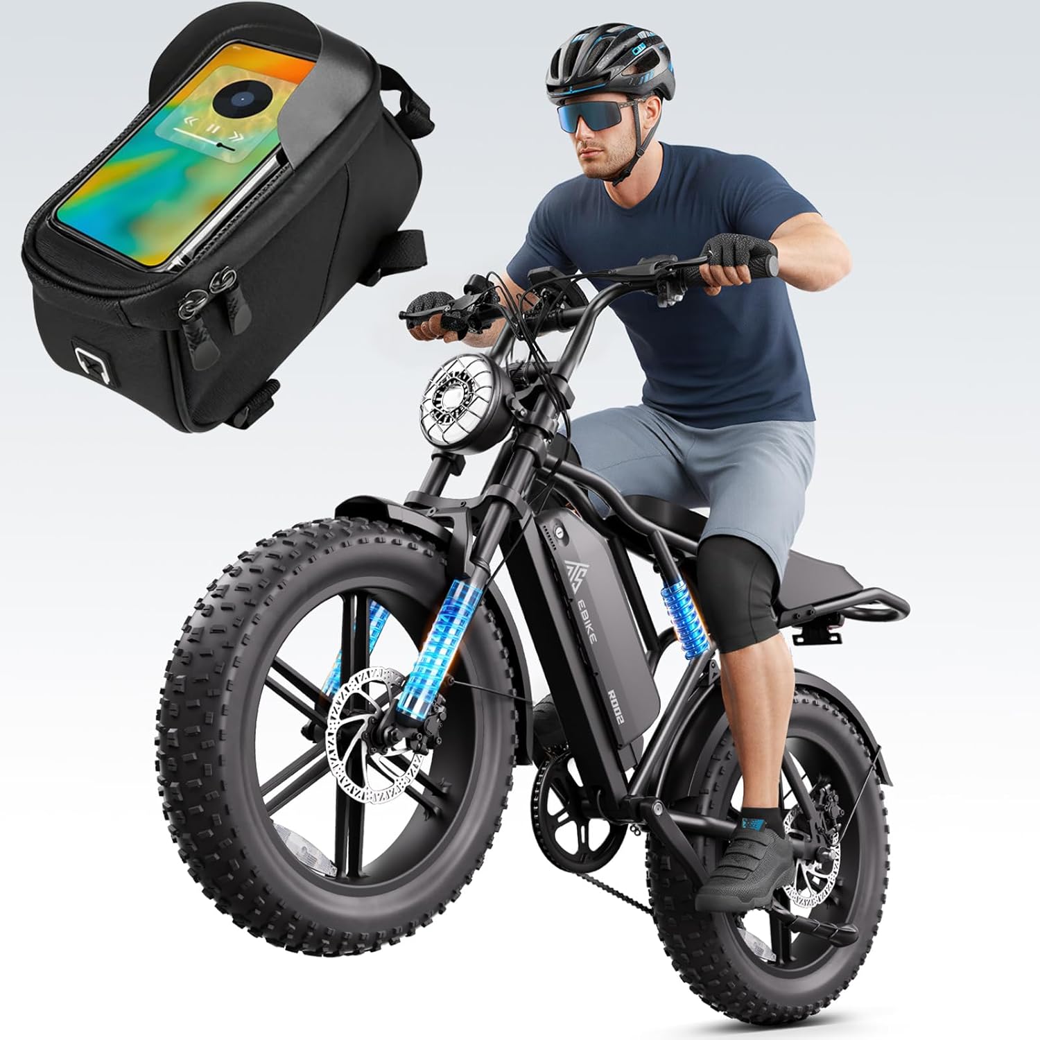 TST Electric Bike for Adults, 1500W Peak Motor, 28 MPH, 20" x 4.0" Fat Tire E-Bike, 48V 15Ah Removable Battery, Dual Hydraulic Disc Brakes, Dual Suspension, LCD & APP Control, Ebike with Bag