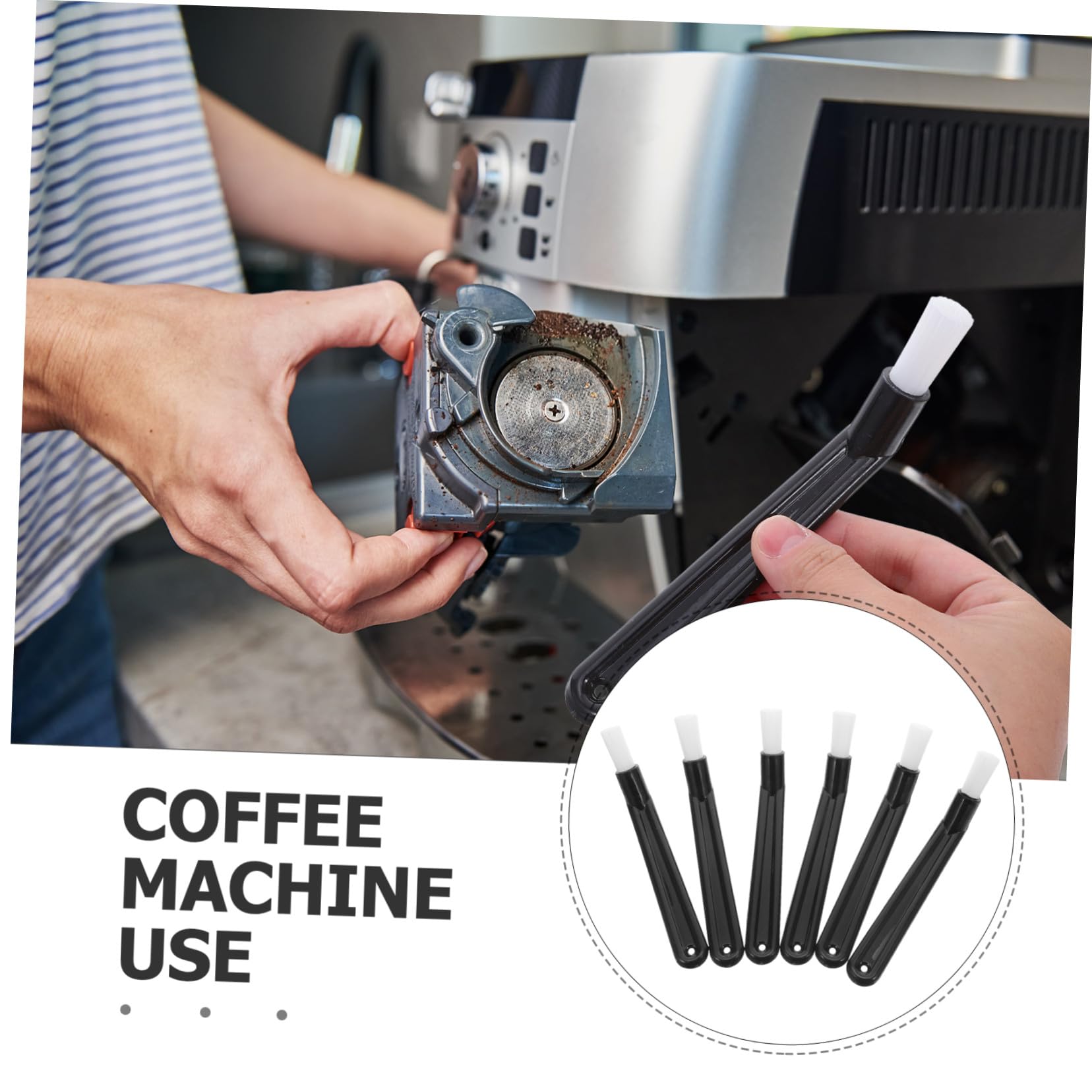 10 Cepillos De Limpieza Para Cafetera Accesorios Para Molinillos De Café De Nailon Color Negro