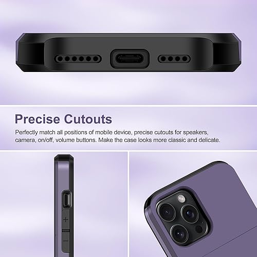 Miniatura 6 de SAMONPOW Funda compatible con iPhone 15 Pro con tarjetero híbrido de doble capa para iPhone 15 Pro, funda protectora resistente a prueba de golpes