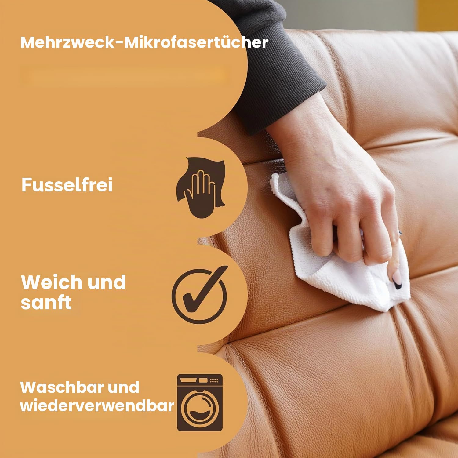 Furniture Clinic 10 Stück Mikrofasertücher - fusselfrei - weiße Reinigungstücher - wiederverwendbar und waschbar - von