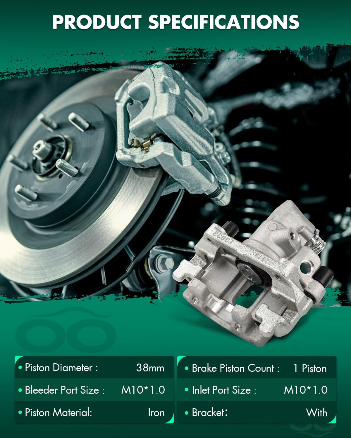 SCITOO 19B6284B 19B6285B Rear Left & Right Disc Brake Calipers Assembly w/Bracket For Ford For EcoSport 2018-2020,For Ford For Focus 2012-2018