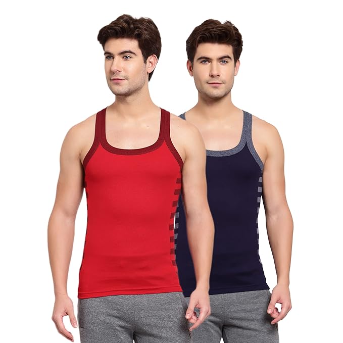 sporto Men's Round Neck Solid Vest, Premium Super Soft Cotton, Ultra Light (Combo Pack)