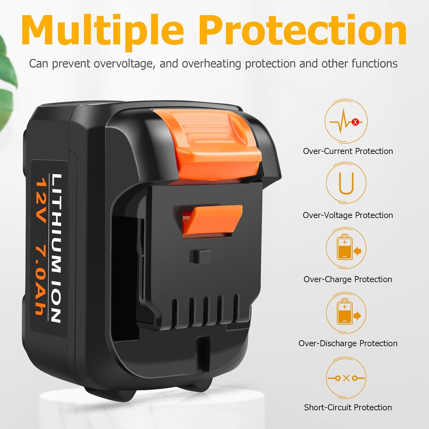 Futurebatt 2 Pack 12V 7.0Ah Battery for Dewalt 12V Max Tools Lithium Ion Battery DCB120 DCB121 DCB123 DCB127 DCB122 DCB124 DCB127-2