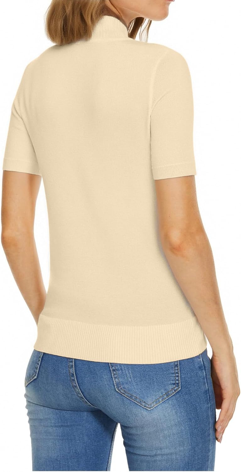 Short Sleeve Mock Turtleneck Knit Tops Capsule Wardrobe for Women 2026 - Image 3
