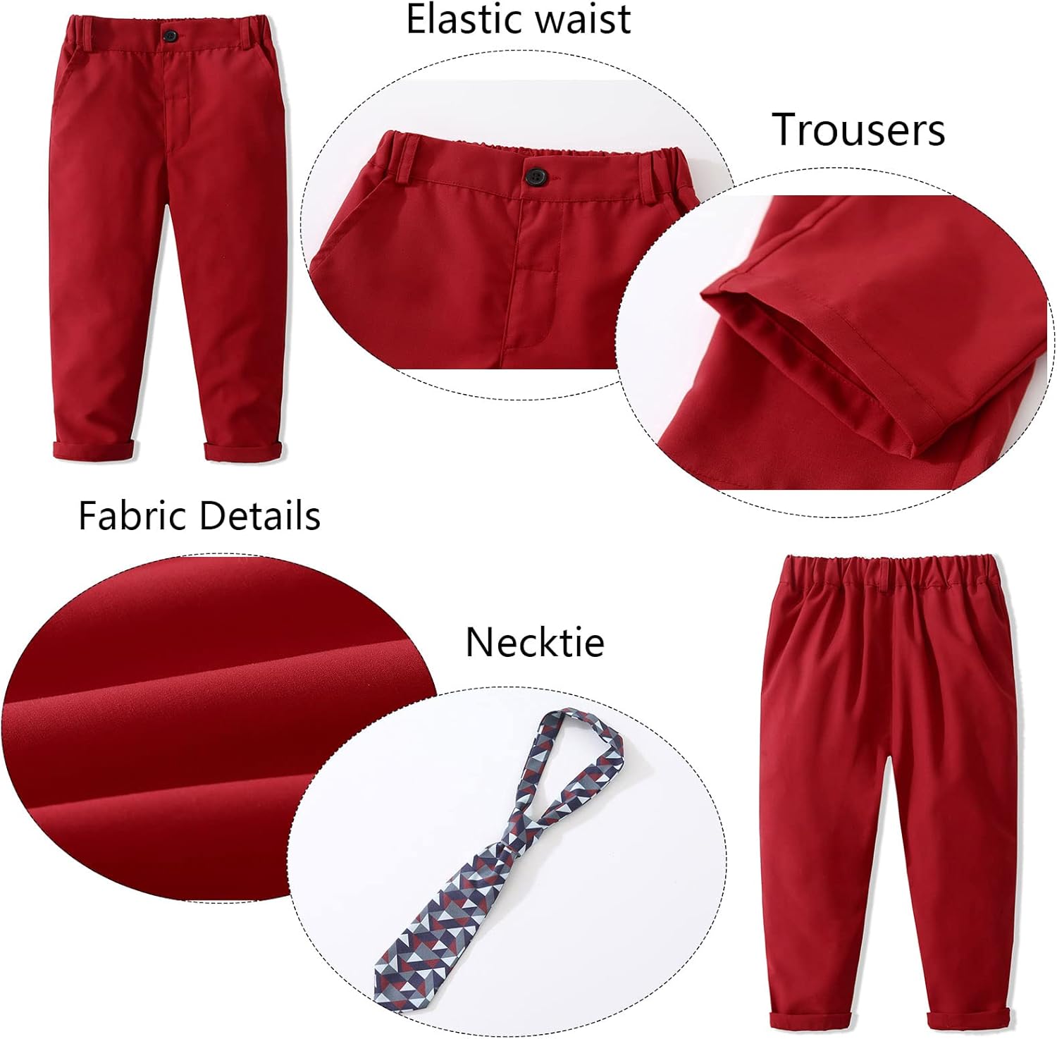 Kimocat Boys' 4-Piece Formal Suit Set Dress Shirt Vest Pants and Tie Wedding Birthday Party Suit - Image 4