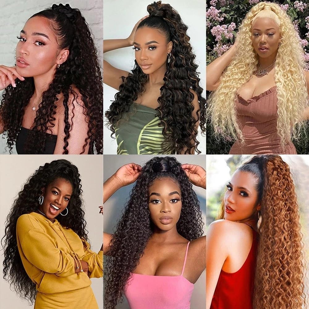 Ponytail Extensions Extensión de cola de caballo, clip de garra de 8 a 28 pulgadas en extensiones de cola de caballo largo y rizado extensión de cabello de cola de caballo clip de mandíbula en cola de