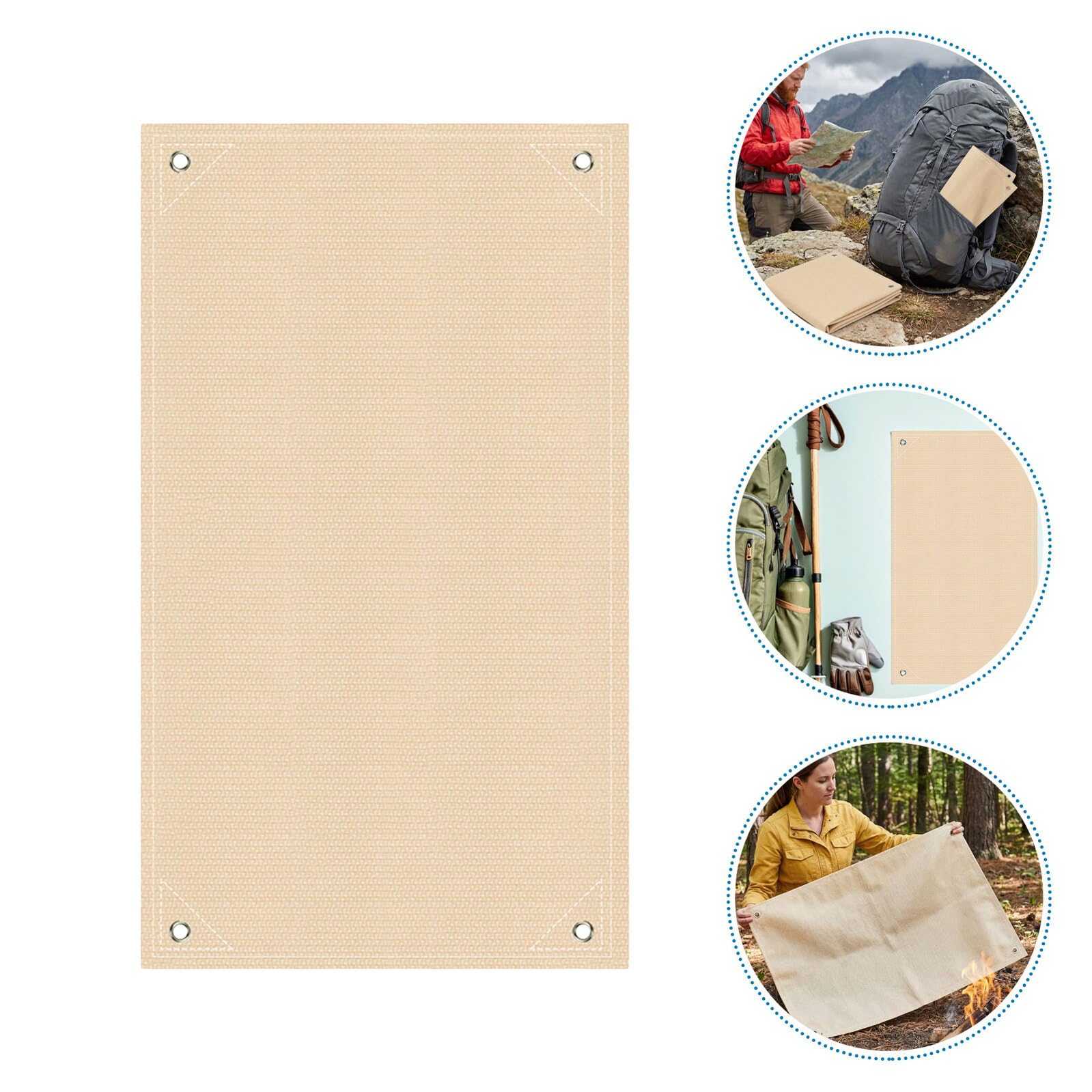 Toddmomy Tapis de Barbecue Résistant la Chaleur en Fibre de Verre Beige, Lot de 2 Pièces, Tapis D'isolation pour Sols Extérieurs, pour Camping et Rassemblements en Plein Air