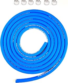 15FT Fuel Line Hose 6AN 3/8" High Pressure Hose 2.8Mpa 400PSI 10mm for Fuel Systems Engines Tube Hose Blue Multiple Size Options(Attached Hose Clamp)