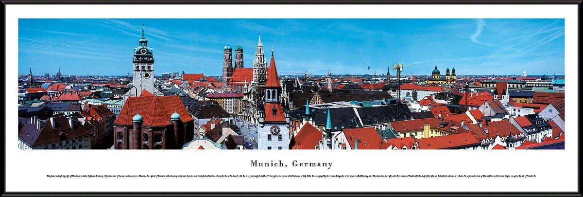 Munich, Germany - Roof Top - Blakeway Panoramas Skyline Posters with Select Frame
