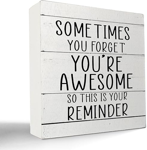 Miniatura 8 de kunlisa Groovy Find Something Good in Every Day Retro Flower Rainbow Caja de madera para decoración de escritorio, con cita positiva, bloque de