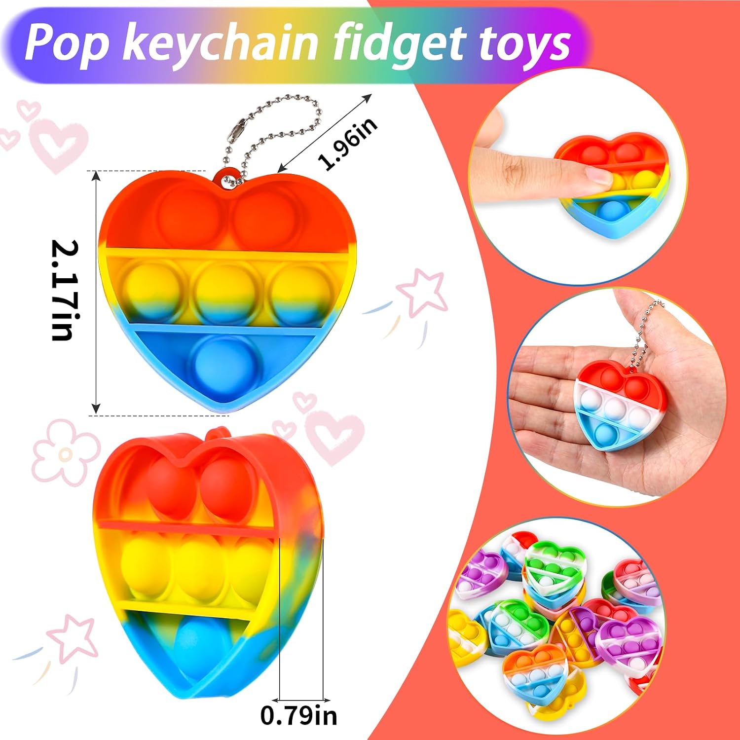 Valentines Day Gifts for Kids - Prefilled 30 Valentines Cards with Mini Pop Fidget Toys Bulk- Valentine Exchange Gift for Classroom,School Party Favors for Kids,Valentine's Day Prize Toys