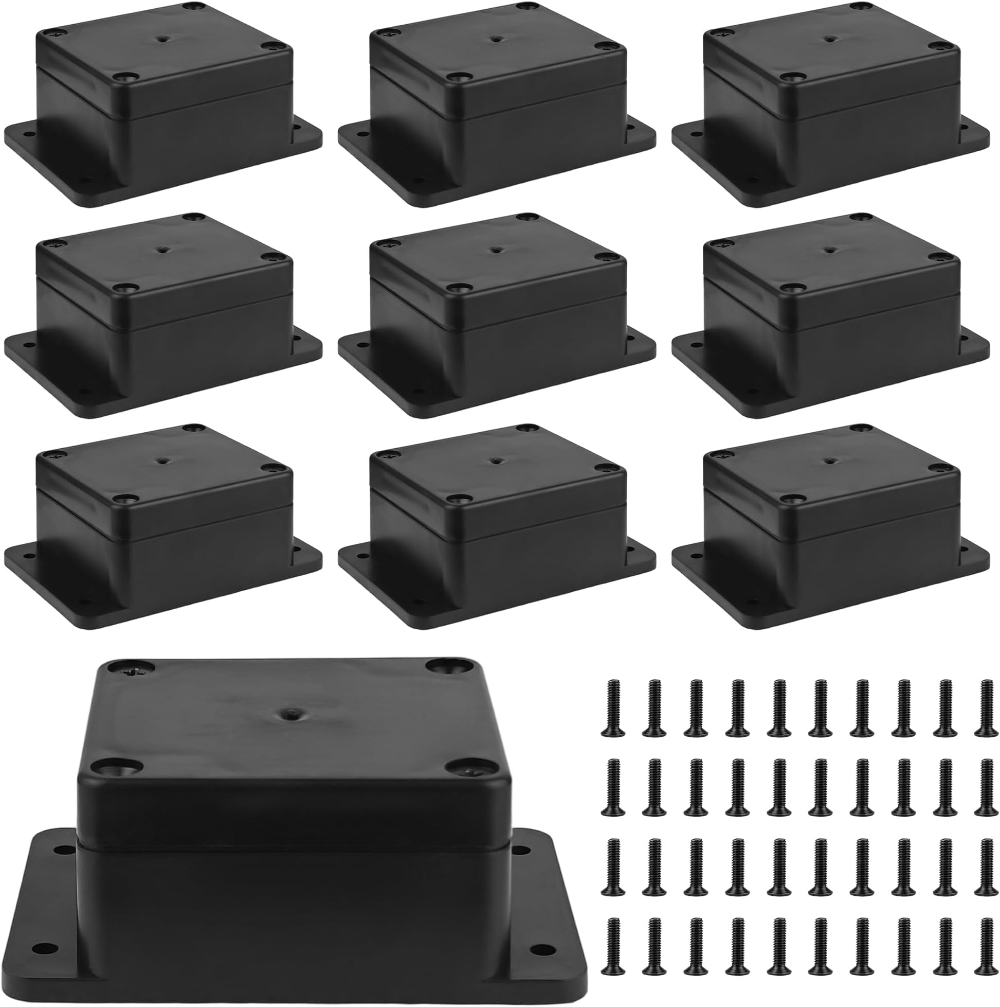 10 pcs IP65 Waterproof Junction Box with Fixed Ear, Black Project Box for Electronics, Outdoor Plastic Electrical Junction Boxes Dustproof Enclosure Project Boxes (65 x 58 x 35mm)