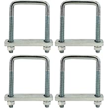 4 Pack Square U-Bolt for Trailer- Fits 3.5 Inch Wide Leaf Springs, Galvanized Steel Clamp Set, Secure Fit for Truck, Boat and Trailers