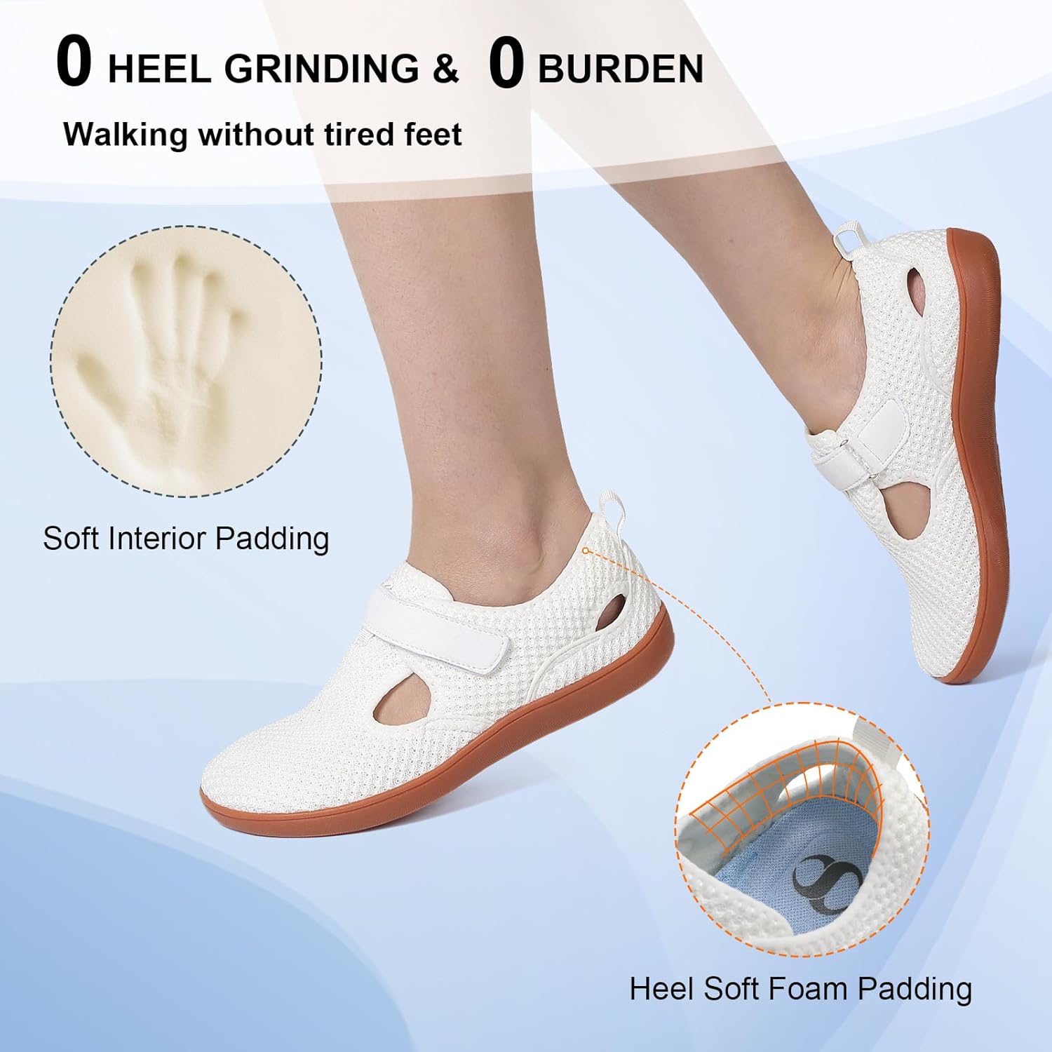 Scurtain Womens Walking Shoes Comfortable Wide Barefoot Shoes Adjustable Diabetic Neuropathy Nursing Shoes Breathable Non Slip Casual Flat Sandals - Image 5