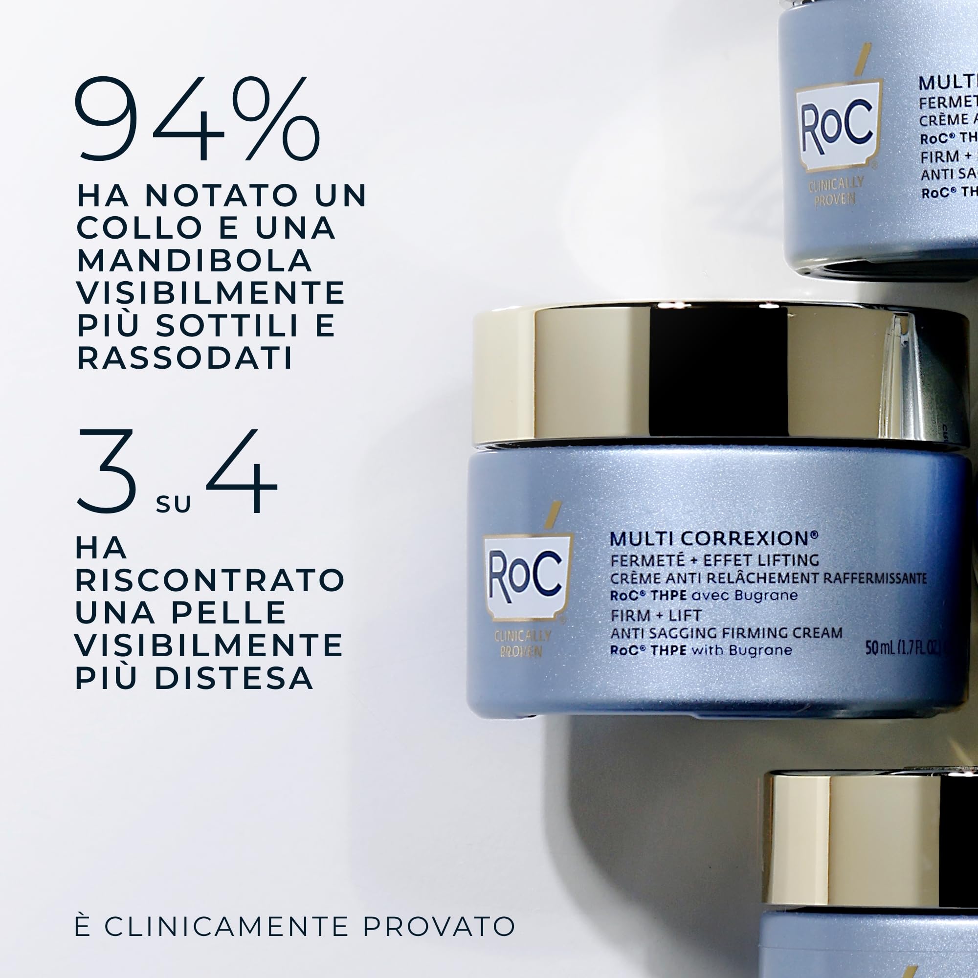 RoC - Multi Correxion Anti-Rilassamento Firm + Lift Crema Viso - Antirughe e Antietà - Migliora la Compattezza - Effetto Lifting Cosmetico - 50 ml