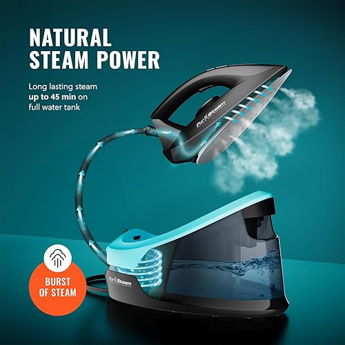 Miniatura 5 de Pursteam Station Max - Plancha de vapor de cerámica para ropa de 1500 W, tanque de agua extraíble de 50.7 onzas, calentamiento rápido,