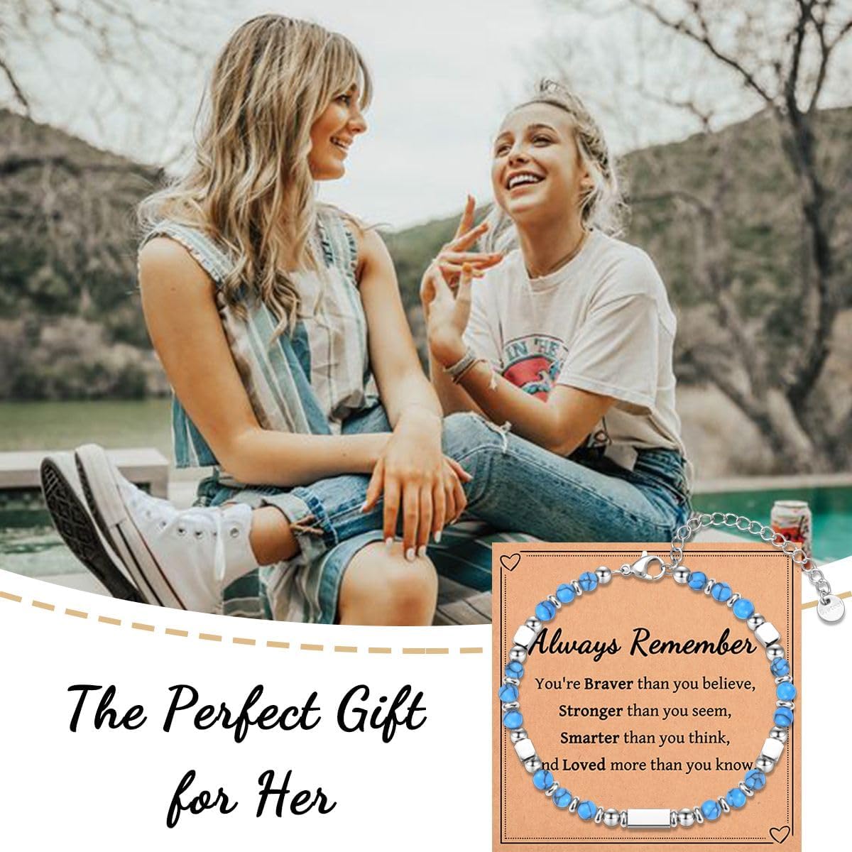 Tiny Beaded Bracelet Gifts for Teen Girls Women, Christmas Stocking Stuffers Easter Birthday Valentines Day Gifts with Inspirational Card - Image 3