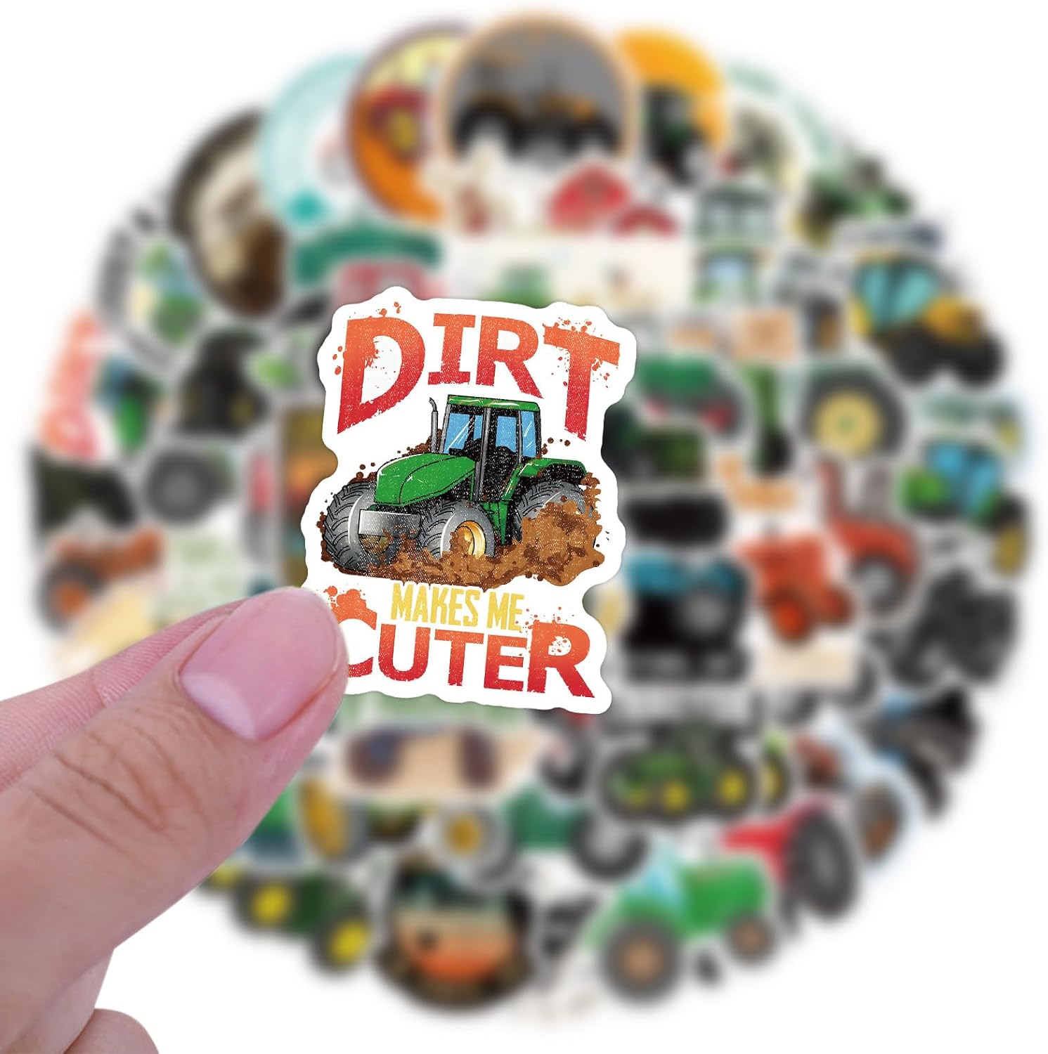 Tractor Stickers for Kids 60PCS FarmTractor Stickers, Waterproof, Suitable for Water Bottles, Laptops, Skateboards, Helmets & Phone Cases (Red)