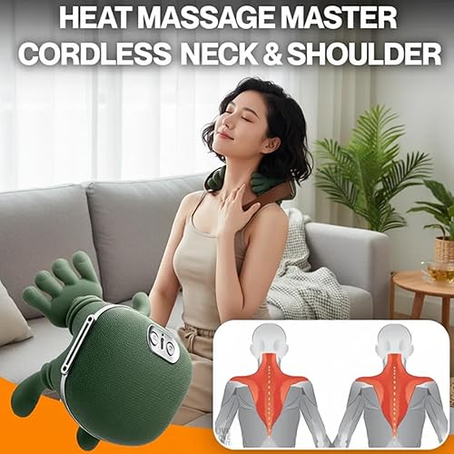 Miniatura 5 de Masajeador de cuello Shiatsu portátil para cuello y hombro, masajeador de manos reales con 3 masajes y 2 modos de calor, masaje cervical 4D de