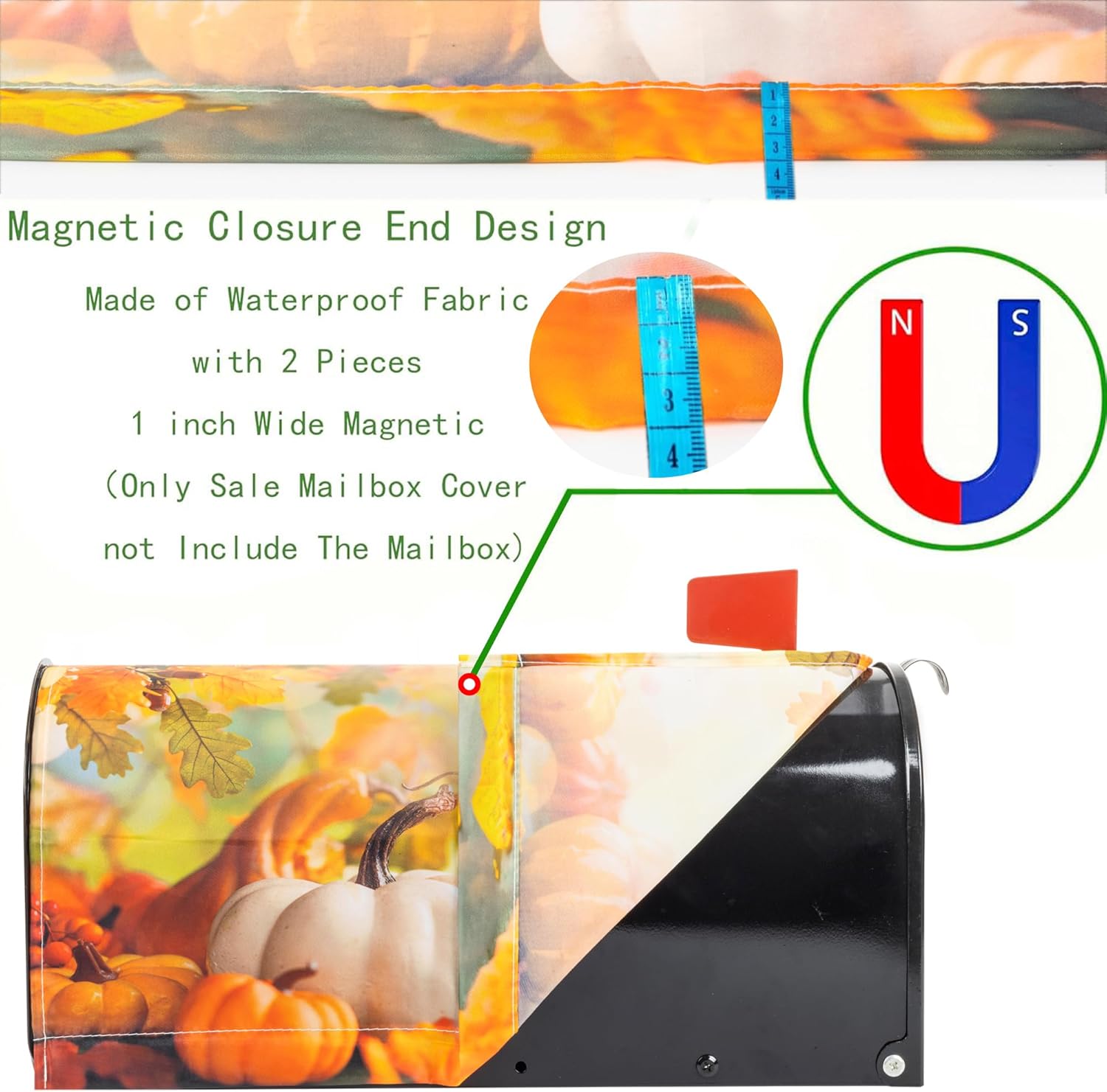 UTOWO Fall-Pumpkins Magnetic-Mailbox-Covers Rustic-Autumn-Harvest Outdoor-Decor Standard-Size 21" L x 18" W Funny Post Mailbox Wraps Cover for Home Garden Yard Decor