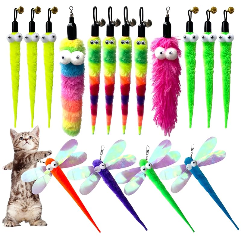 Brinquedo para Gatos com Refis de Varinha em Plush, Borboletas e Lagartas AcceLeah, 16 unidades