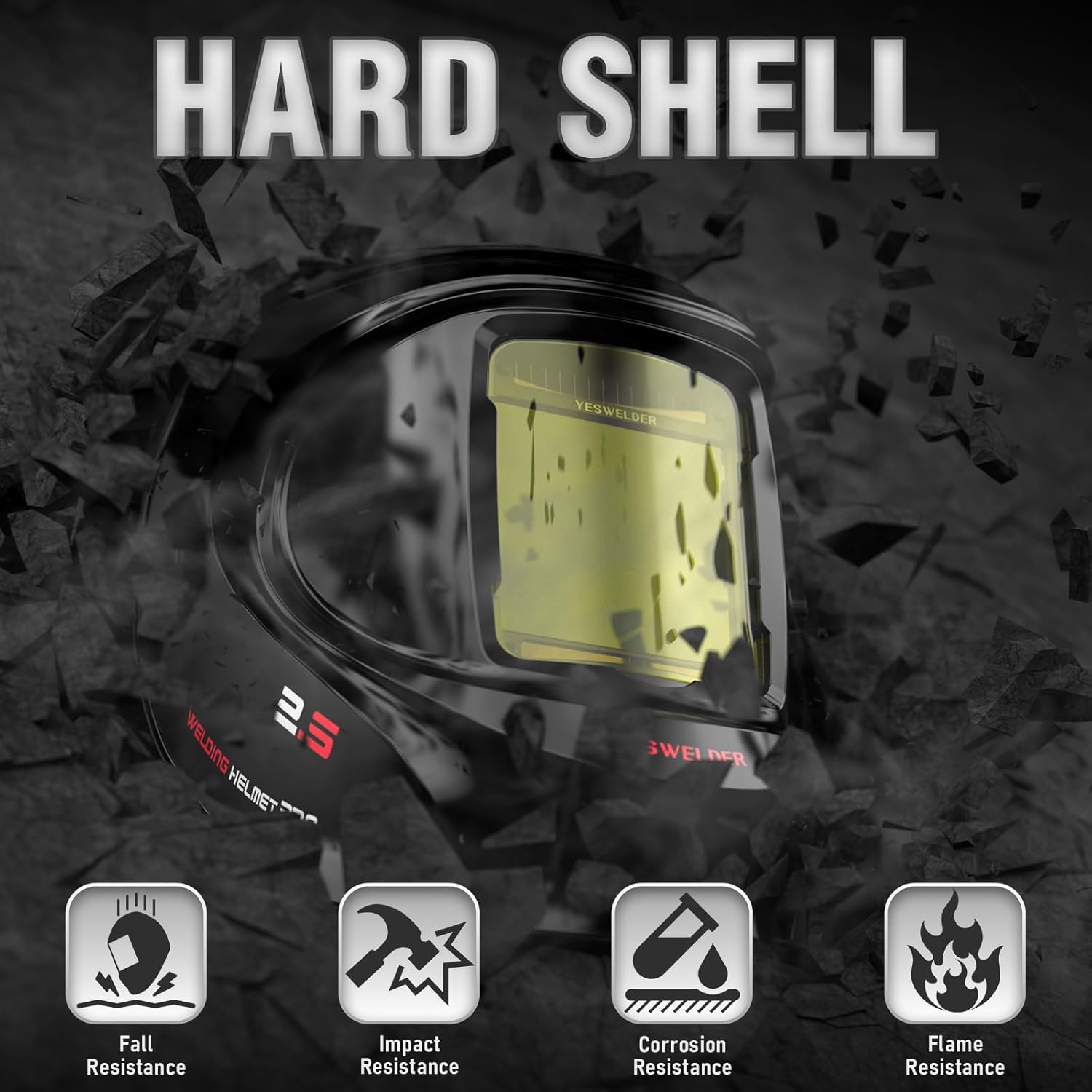 YESWELDER Large View Auto Darkening Welding Helmet, Blue Light Blocking, 1/1/1/1 True Color Solar Powered Welder Hood Mask with 4 Arc Sensors, Wide Shade 4/5-9/9-13 for TIG MIG ARC CUT and GRIND