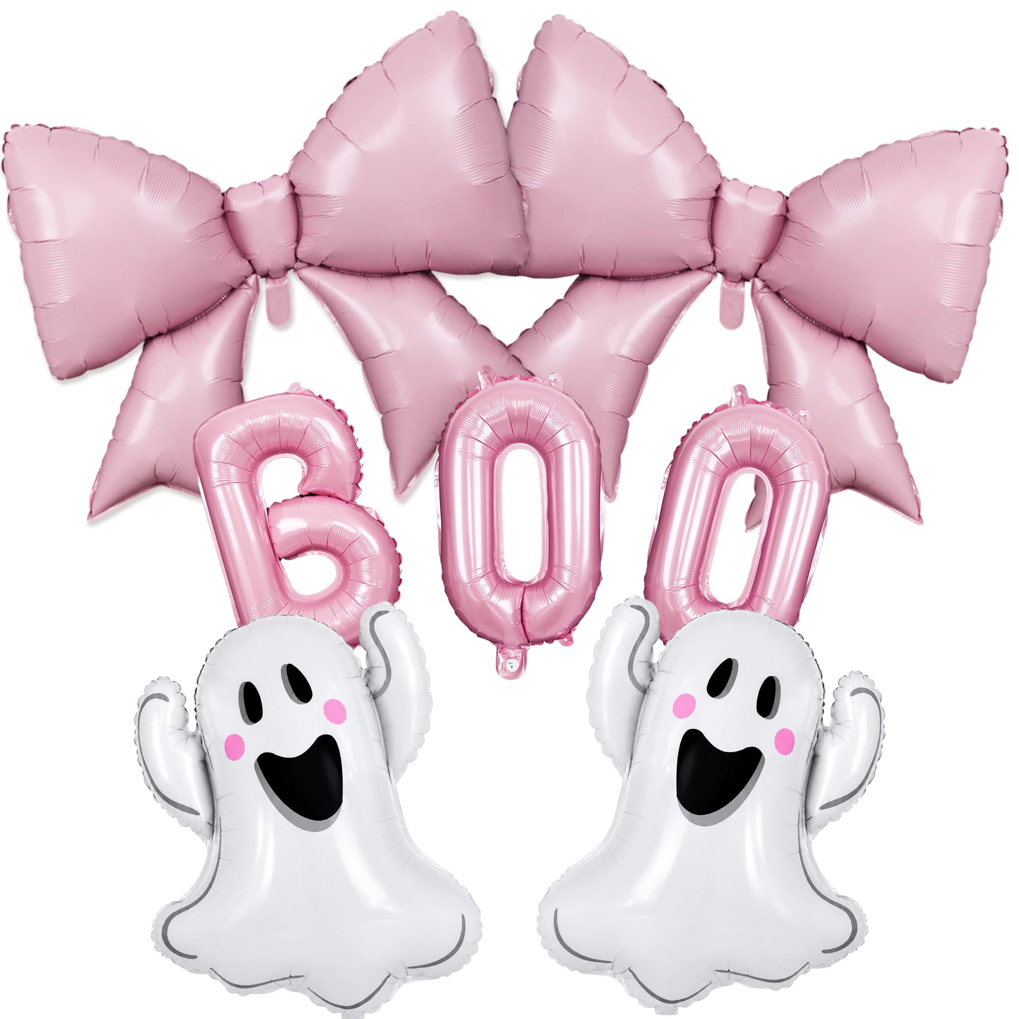 Halloween Foil Balloon Set, 7pcs Ghost & Pink Bow Boo Halloween Balloons — image 1