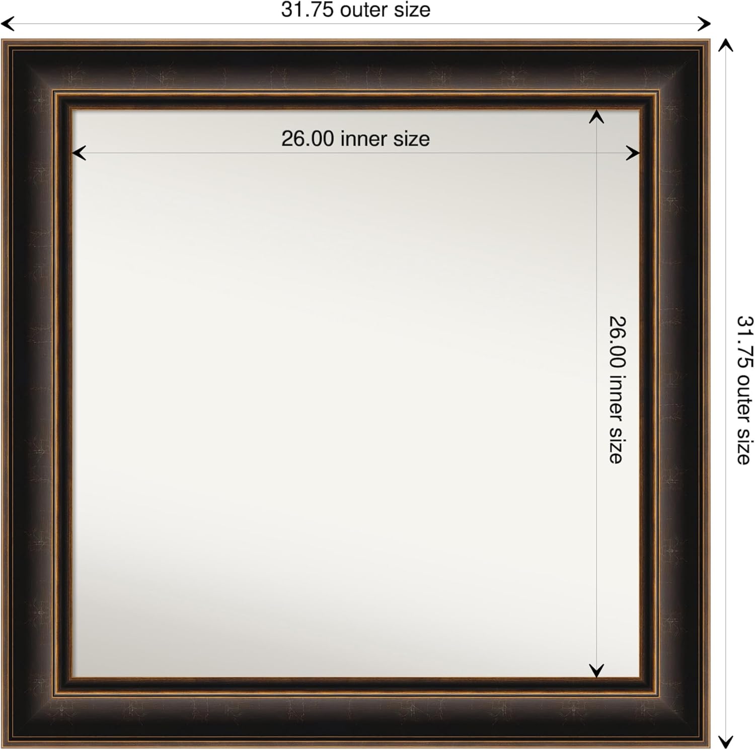Amanti Art Bathroom Mirror for Over Sink, Vanity Mirror, Wood Frame, Hangs Horizonally and Vertically, Bathroom Wall Decor, Non-Beveled Edge
