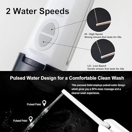 Miniatura 3 de aicci Bidé de viaje portátil para mujeres y hombres, botella de agua conectable, pulverizador personal de mano recargable para inodoro, bolsa de