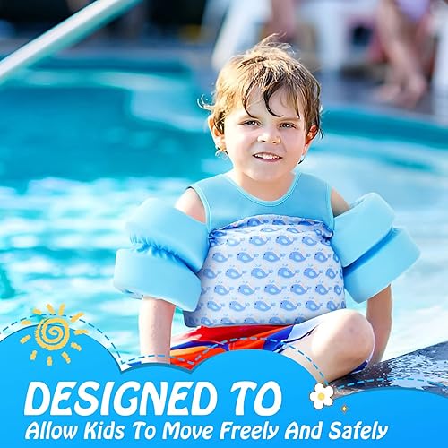 Miniatura 6 de COVACURE Chaleco de natación para niños pequeños, flotador de natación para niñas y niños de 22 a 66 libras, flotadores para niños pequeños para