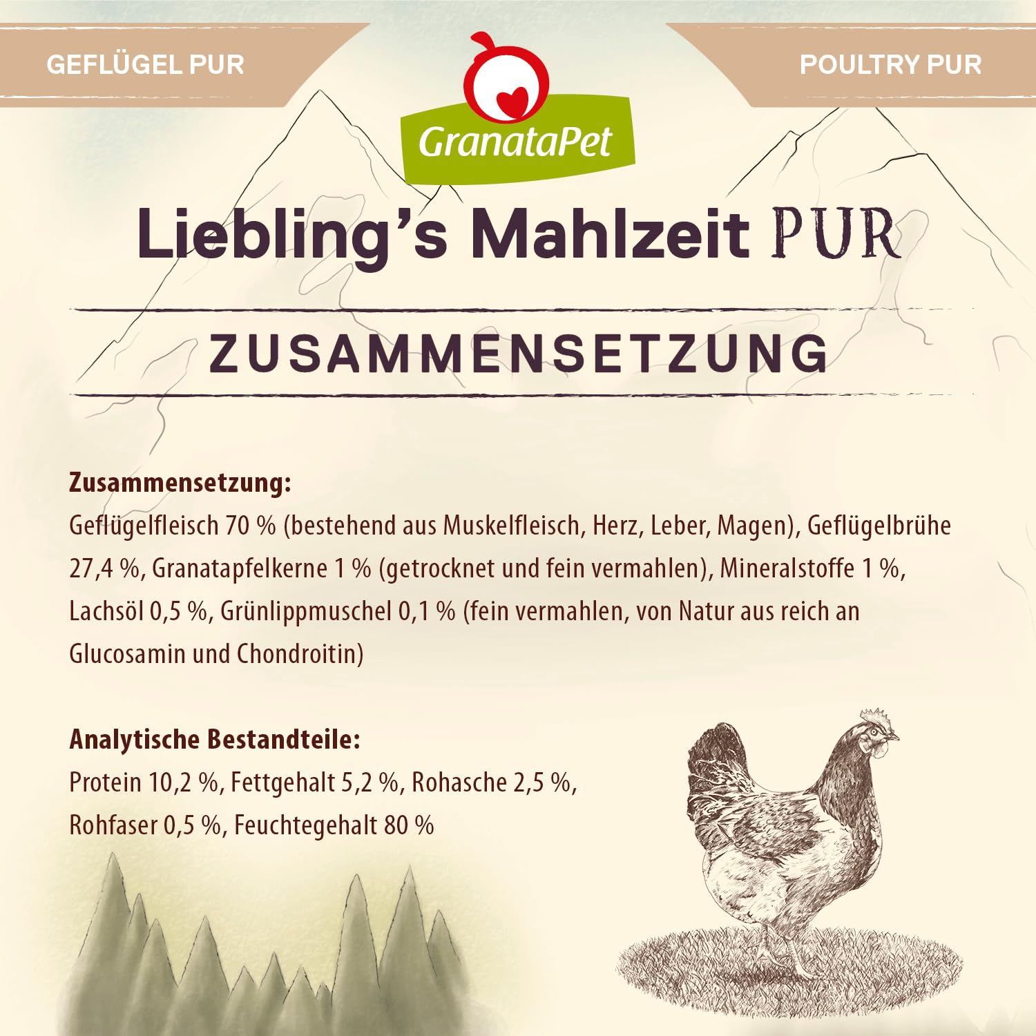 GranataPet Liebling's Mahlzeit Volaille Pur, 6 x 400 g, Nourriture Humide pour Chien, Nourriture pour Chien, sans céréales ni Sucre, Aliment Complet à Haute teneur en Viande et huiles de qualité