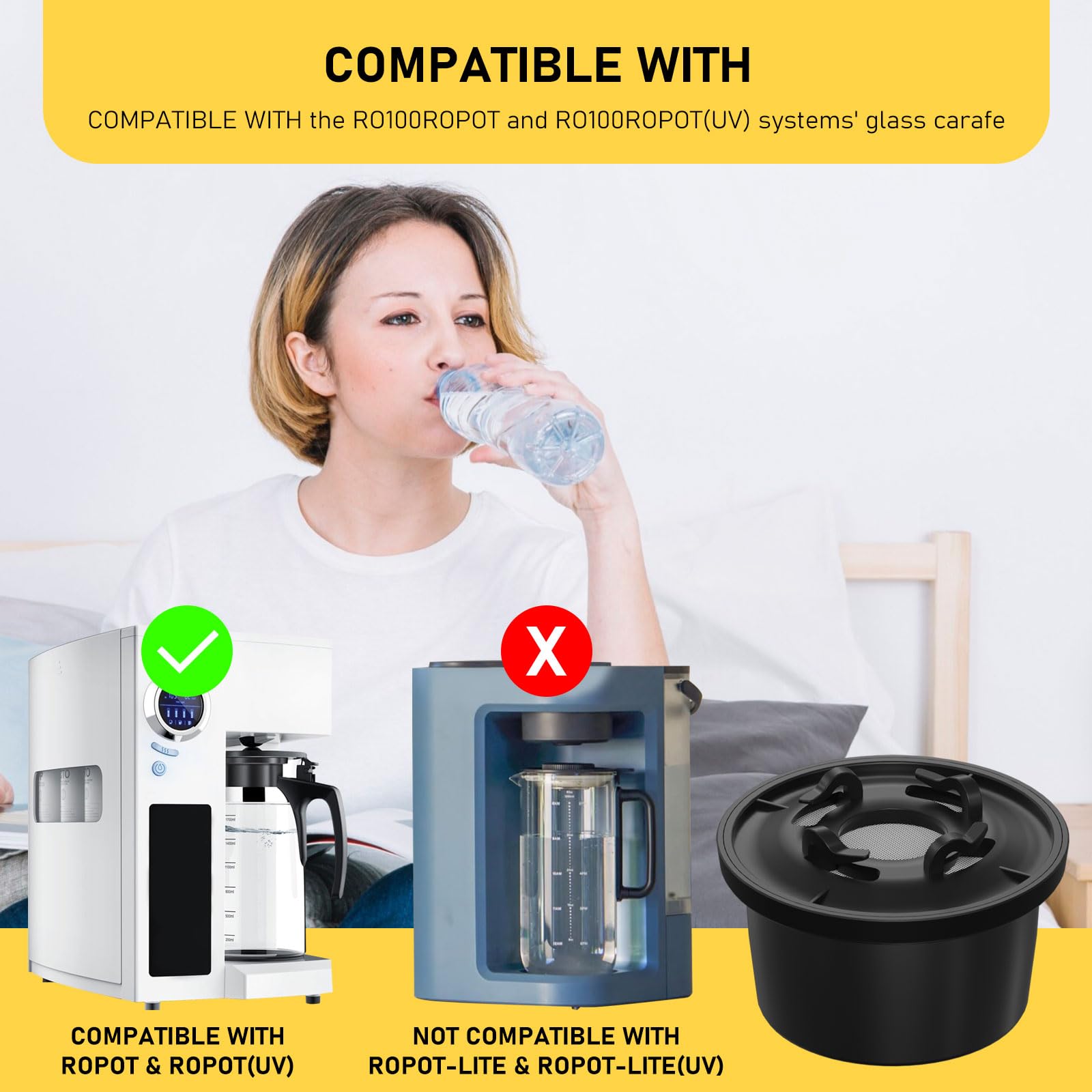RO100ROPOT Remineralisierungs-Wasserfilter, kompatibel mit Bluevua RO100ROPOT und RO100ROPOT (UV) Systemen, alkalisch für Umkehrosmosefilter, Remineralisierung und Erhöhung des pH-Werts, 4 Stück