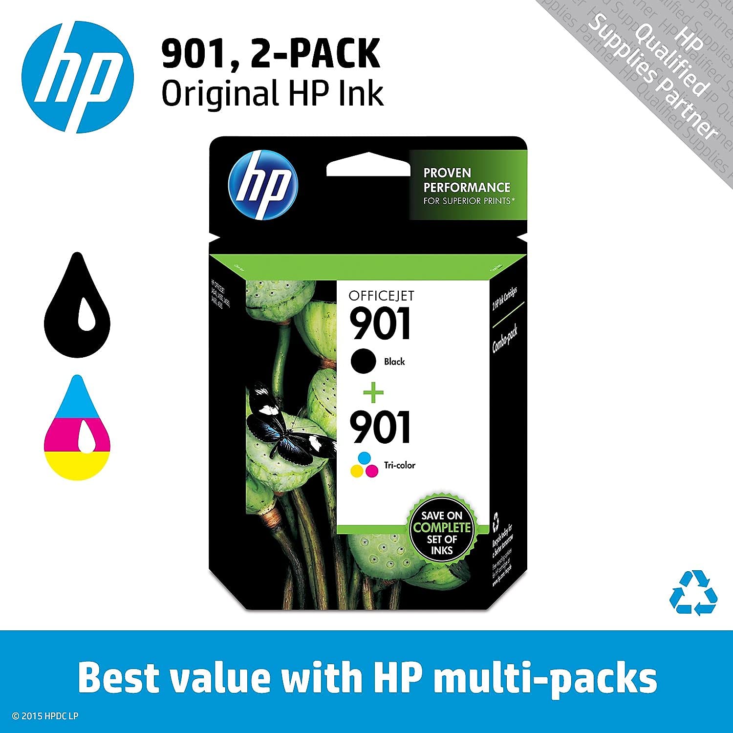 HP 901 Tintenpatronen, Schwarz, dreifarbig, funktioniert OfficeJet 4500, J4500 Serie, J4680, CC653AN, CC656AN