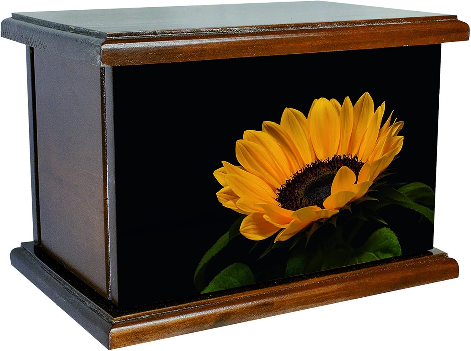 Yellow Sunflower Urn, Sunflower Wood Funeral Urn, Positivity Wooden Urn with Custom Personalization