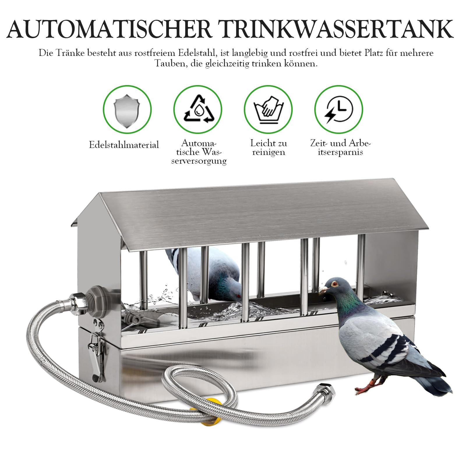 Hühnertränke aus Edelstahl,Automatische Hühnertränke, Automatische HüHnerträNke, HüHnerträNke FüR Wachteln, Tauben, Kleine KüKen, Papageien, Automatische Diy-GeflüGelträNke