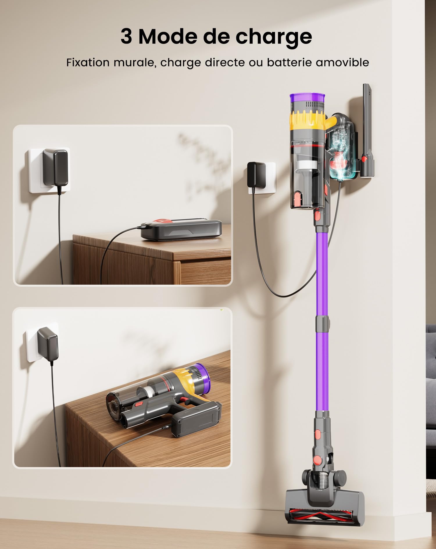 Lefant V1 Aspirador Sin Cable 40 KPa, Potente, Filtración de 5 Capas, Pantalla LED Táctil, 3 Velocidades, Cepillo con LED, Tubo Telescópico, Ideal para Toda la Casa 33
