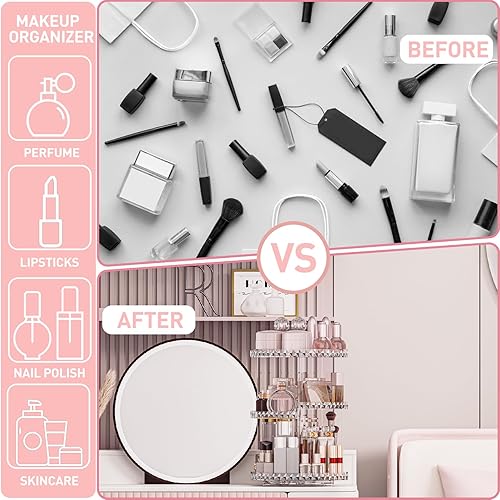 Miniatura 3 de Organizador de maquillaje giratorio de 360 grados con 3 capas ajustables, organizadores de cuidado de la piel para perfumes cosméticos,