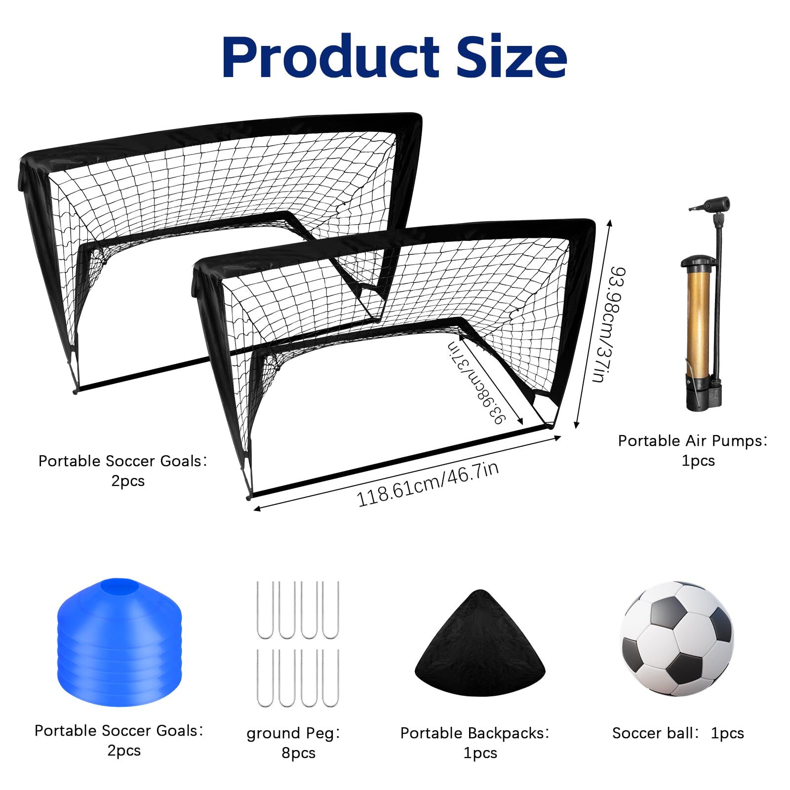 Buts de Football Pliables pour Enfants et Adultes, Lot de 2 avec Barres en Fibre de Verre et Filets de Qualité Supérieure