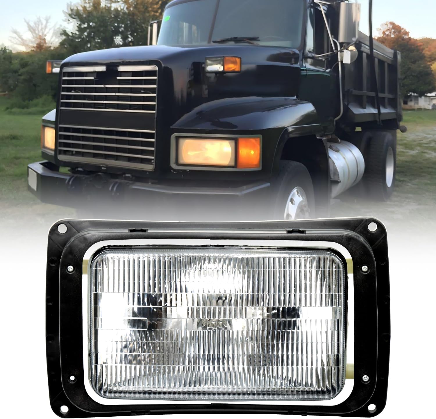Halogen Headlights Assembly Fits for 1990-2006 Mack CH headlamps Left Driver Side Head Lamp Replacement 2M0516CM 21077000 ‎56462026