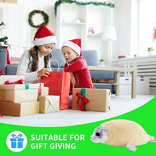 Miniatura 6 de Almohada de peluche de sello de 25 pulgadas, juguete de peluche de sello suave, peluches de sello gordito para niños y niñas, lindos peluches de