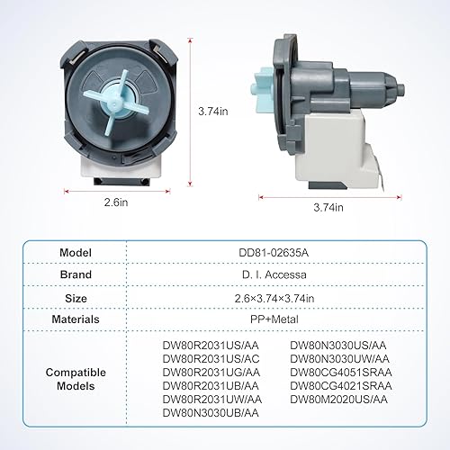 Miniatura 4 de 2025Conjunto de bomba de drenaje para lavavajillas DD81-02635A B20-3A01 D.I.Accessa Fabricante de equipo original (OEM) Parte para DW80N3030us