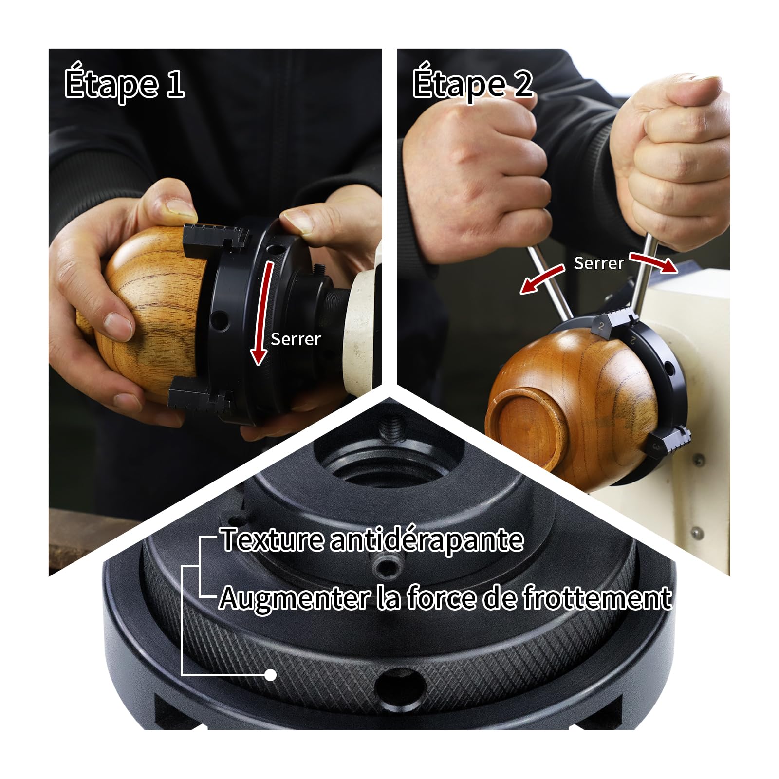 Mandrin de tour à bois,102mm 4 Mâchoires mandrin de tour centrage automatique M33 Avec adaptateur M18(1)