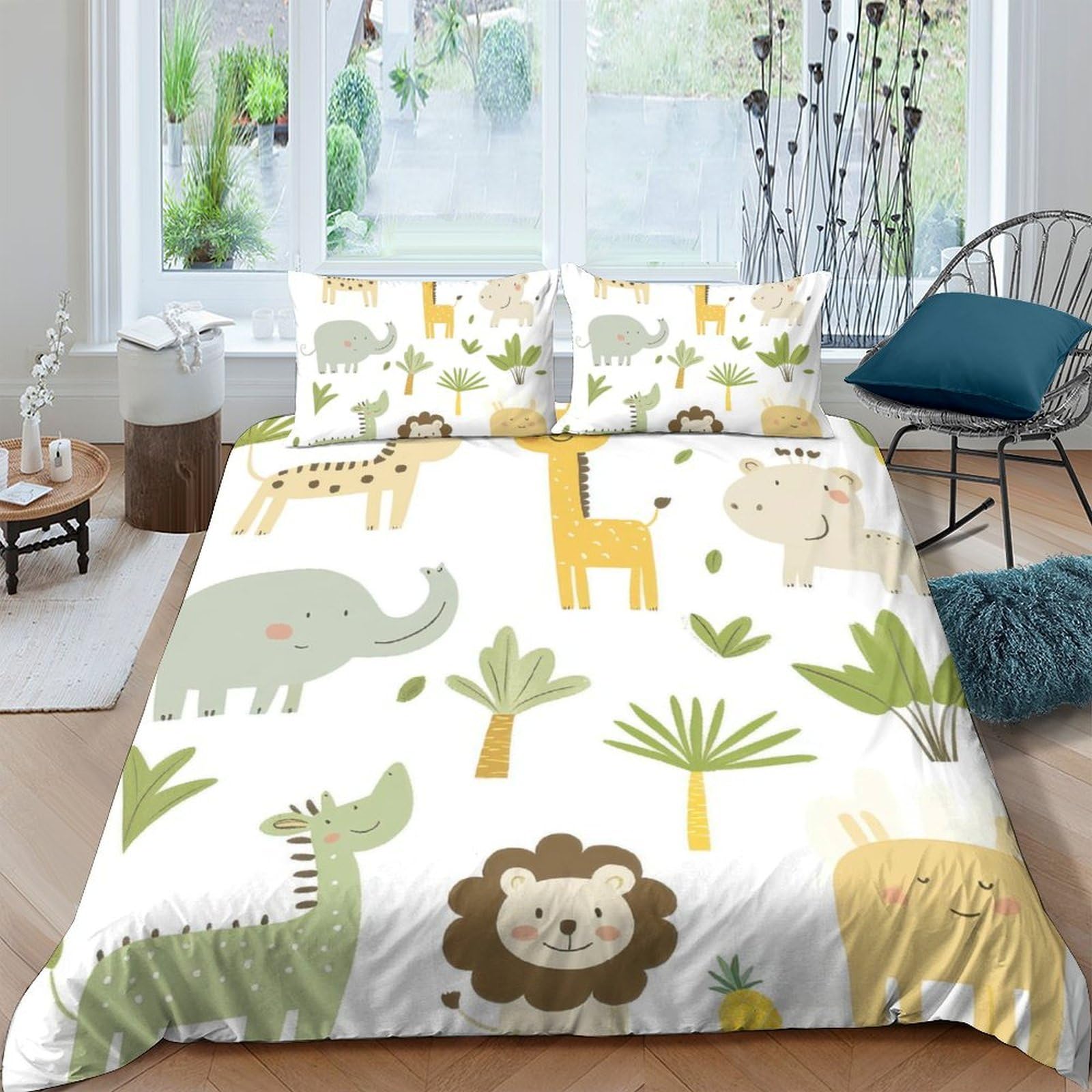 Ctjqhvkz Style-3 3D Printed Safari Animals Fitted Sheet Microfiber Soft Breathable Jungle Bed Cover For Bedroom Guest Room Decor Single（135X200cm）